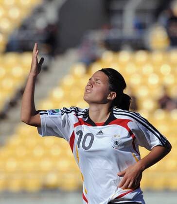 Dzsenifer Marozsan (Deutschland U17) - Torjubel - Fußball Länderspiel Damen U17 WM 2008, U 17 Frauen, Frauenfußball, Jugend, Nachwuchs, Junioren, Juniorinnen, Nationalteam Einzelbild Wellington Freude,