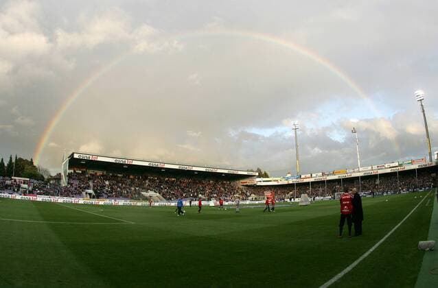 Fußball, Stadiongeschichte VfL Osnabrück Regenbogen über der Osna Tel Arena, Heimspielstätte des VfL Osnabrück Fußball 2. BL Herren Saison 2008 2009, VfL Osnabrück Totale OsnaTelArena Osnabrück