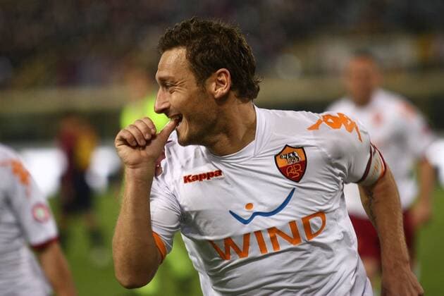 Francesco Totti (AS Rom) - Torjubel -  Fußball Herren Serie A 2008 2009, 1. Italienische Liga, AS Rom, Roma Einzelbild Bologna Freude,