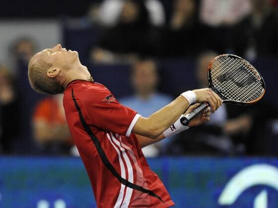 Nikolay Davydenko (Russland) verzweifelt Tennis Herren ATP Masters Cup 2008, Series, Tour o0 WM Einzelbild Shanghai Enttäuschung,