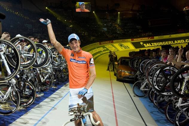 Erik Zabel (Deutschland) beendet seine Karriere beim Münchener Sechstagerennen 2008 Radsport Herren 45. Münchener Sechstagerennen 2008, Rad, Bahn, Halle, Indoor, Bahnrad, Bahnradsport, Totale München