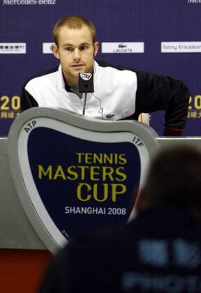 Andy Roddick (USA) - Pressekonferenz nach seinem verletzungsbedingtem Aus beim ATP Masters 2008 -  Tennis Herren ATP Tennis Masters Cup 2008, Series, Tour, Einzelbild Shanghai Enttäuschung,