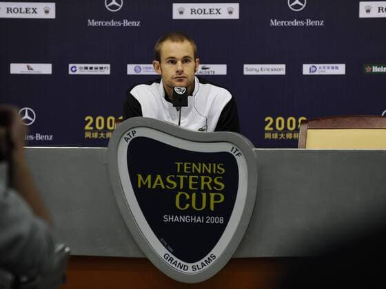 Andy Roddick (USA) - Pressekonferenz nach seinem verletzungsbedingtem Aus beim ATP Masters Cup 2008 Tennis Herren ATP Masters Cup 2008, Series, Tour Einzelbild Shanghai