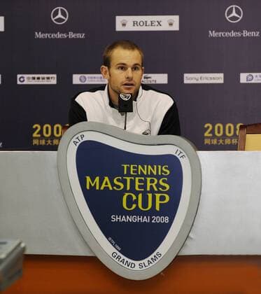 Andy Roddick (USA) - Pressekonferenz nach seinem verletzungsbedingtem Aus beim ATP Masters Cup 2008 Tennis Herren ATP Masters Cup 2008, Series, Tour Einzelbild Shanghai