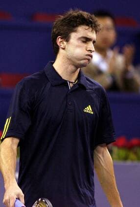 Gilles Simon (Frankreich) enttäuscht -  Tennis Herren ATP Masters Cup 2008, Series, Tour, VDig Einzelbild Shanghai Enttäuschung,
