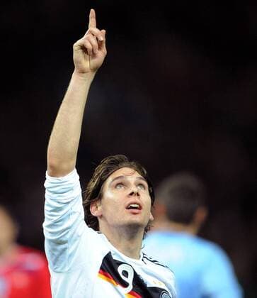 Patrick Helmes (Deutschland) - Torjubel Fußball Länderspiel Herren Freundschaftsspiel 2008, Testspiel, Test, Nationalmannschaft, Nationaltrikot, Einzelbild Berlin Freude, Begeisterung,