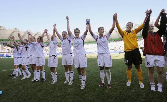 Schlussjubel Norwegen U20 - Fußball WM Damen Frauen U20 WM, Länderspiel, Frauenfußball, Nationalmannschaft, Nationaltrikot, U 20 Totale o00 2008 Temuco Freude,