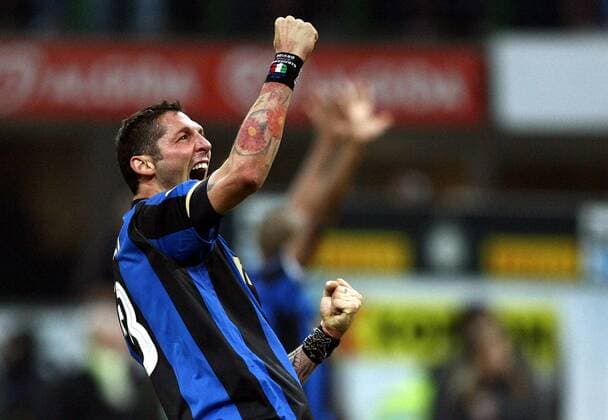 Marco Materazzi (Inter Mailand) - Schlussjubel -  Fußball Herren Serie A 2008 2009, 1. Italienische Liga, FC Internazionale Mailand Einzelbild Mailand Freude, Begeisterung,
