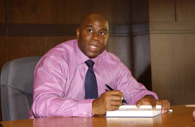 Earvin Magic Johnson (USA) anläßlich der Präsentation seines Buches - 32 Ways to Be a Champion in Business - (PPPAT) Basketball Herren Buchpräsentation 2008, Buchvorstellung, Präsentation, Pressetermin, NBA, Vdig Einzelbild Los Angeles, LA, L.A.