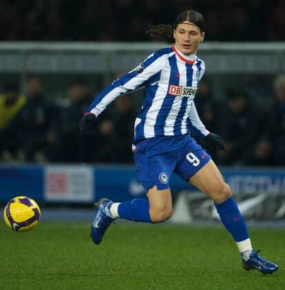 Marko Pantelic (Hertha) Fußball EC 3 Herren UEFA Cup 2008 2009, Pokal, Europapokal, Hertha BSC Berlin, Einzelbild Berlin Dynamik,