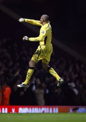 Torwart Heurelho Gomes (Tottenham Hotspurs) - Torjubel - EDITORIAL USE ONLY. No use with unauthorised audio, video, data, fixture lists, club league logos or live services. Online in-match use limited to 120 images, no video emulation. No use in betting, games or single club league player publications. Fußball Herren English Premier League 2008 2009, 1. Englische Liga, Hotspur, Spurs Einzelbild London Höhe, Freude, Begeisterung