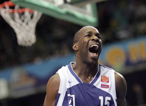 Derrick Allan (Frankfurt) - Jubel Basketball 1. BL Herren BBL 2008 2009, Deutsche Bank Skyliners Frankfurt Einzelbild Frankfurt M. Freude, Begeisterung,