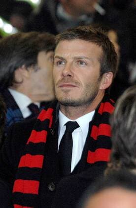 Neuzugang David Beckham (AC Mailand) zu Gast auf der Tribüne - Fußball Herren Serie A 2008 2009, 1. Italienische Liga, AC Milan Porträt Mailand