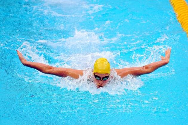 Olympia, Historie, Rückblick auf die Sommerspiele 2008 in Peking Stephanie Rice (Australien) -  (pan27308) Schwimmen OS Sommer Damen Olympische Spiele 2008, Sommerspiele, 200m Schmetterling, Delphin Einzelbild Peking Dynamik,