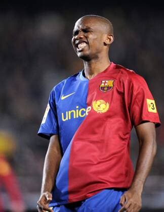 Samuel Etoo (FC Barcelona) verzweifelt -  (pan29325) Fußball Herren Primera Division 2008 2009, 1. Spanische Liga, Barca Einzelbild Barcelona Verzweiflung, Enttäuschung,