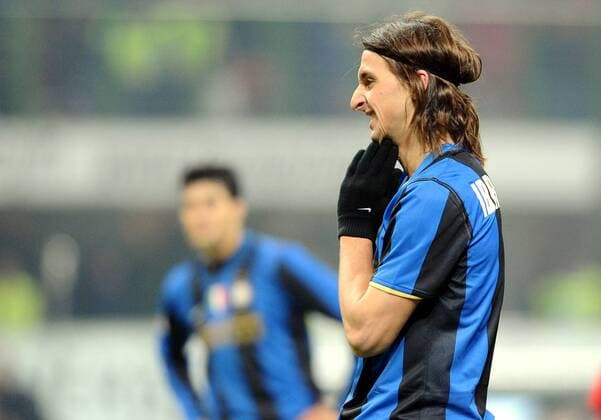 Zlatan Ibrahimovic (Inter Mailand) enttäuscht -  Fußball Herren Serie A 2008 2009, 1. Italienische Liga, FC Internazionale Mailand Einzelbild Mailand Enttäuschung, Skepsis,