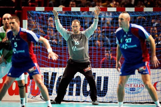 Torwart Thierry Omeyer (Frankreich) -  (pan29416) Handball Länderspiel Herren Tournoi de Paris 2009, Freundschaftsspiel, Test, Testspiel, Nationalteam, Nationaltrikot Gruppe Paris
