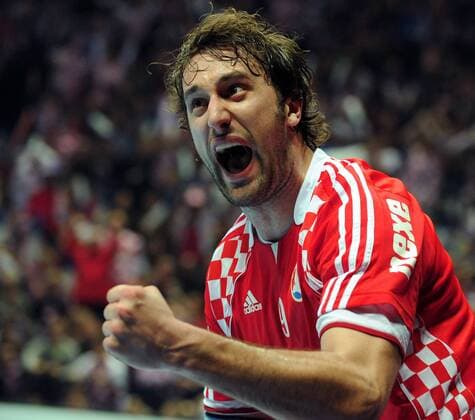 Igor Vori (Kroatien) - Torjubel Handball Länderspiel Herren WM 2009, Eröffnungsspiel, Nationalmannschaft, Nationaltrikot Einzelbild Split Freude, Begeisterung,