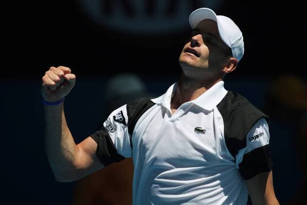 Andy Roddick (USA) - Jubel Tennis Herren Australian Open 2009, Grand Slam, ATP Tour, Vdig Einzelbild Melbourne Freude,