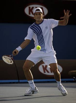 Thomas Haas (Deutschland) Tennis Herren Australian Open 2009, Grand Slam, ATP Tour Einzelbild Melbourne Dynamik,