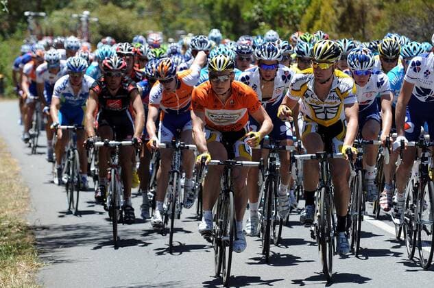 Andre Greipel (Deutschland, Mitte) neben Bernhard Eisel (Österreich beide Columbia High Road, 2.v.re.) -  Radsport Herren Tour Down Under 2009, ProTour, Straßenradsport, Straße, Rad, Vdig Totale 2. Etappe: Hahndorf - Stirling