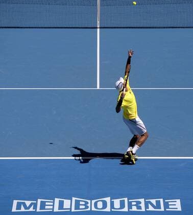 Jo Wilfried Tsonga (Frankreich) -  Tennis Herren Australian Open 2009, Grand Slam, ATP Tour Einzelbild Melbourne Dynamik,