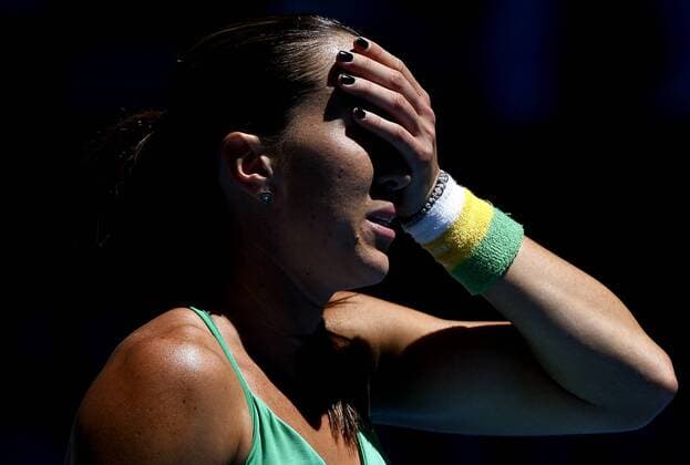 Jelena Jankovic (Serbien) enttäuscht -  Tennis Damen Australian Open 2009, Grand Slam, WTA Tour Einzelbild Melbourne Verzweiflung