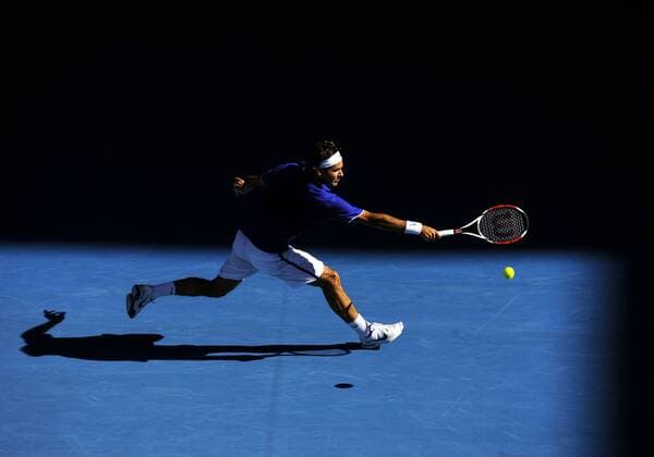 Roger Federer (Schweiz) Tennis Herren Australian Open 2009, Grand Slam, ATP Tour Einzelbild Melbourne Dynamik,