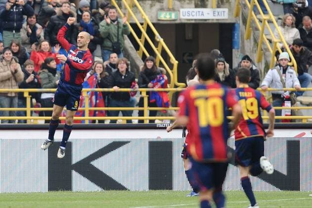 Marco Di Vaio (Bologna, li.) - Torjubel -  Fußball Herren Serie A 2008 2009, 1. Liga, FC Bologna Totale Bologna Freude,