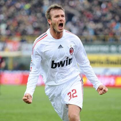 David Beckham (AC Mailand) - Torjubel -  Fußball Herren Serie A 2008 2009, 1. Liga, AC Mailand, Milan Einzelbild Bologna Freude,