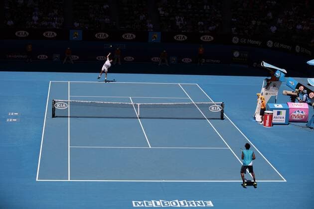 Gilles Simon (hi.) gegen Gael Monfils (beide Frankreich) Tennis Herren Australien Open 2009, Grand Slam, ATP Tour Totale Melbourne