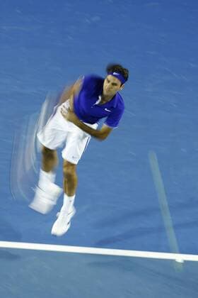 Roger Federer (Schweiz) Tennis Herren Australian Open 2009, Grand Slam, ATP Tour Einzelbild Melbourne Dynamik,