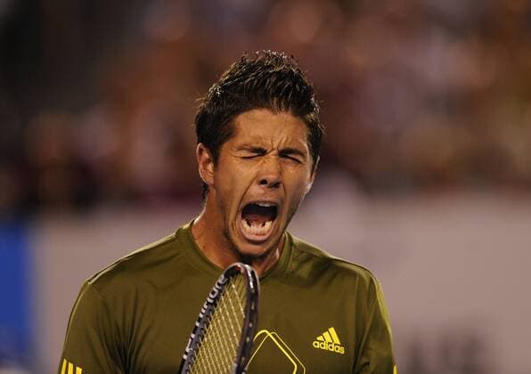 Fernando Verdasco (Spanien) jubelt Tennis Herren Australian Open 2009, Grand Slam, ATP Tour Einzelbild Melbourne Freude, Begeisterung,
