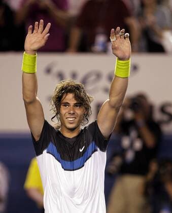 Rafael Nadal (Spanien) jubelt Tennis Herren Australian Open 2009, Grand Slam, ATP Tour Einzelbild Melbourne Freude,