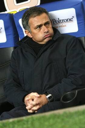 Trainer Jose Mourinho (Inter Mailand) enttäuscht -  Fußball Herren Serie A 2008 2009, 1. Italienische Liga, FC Internazionale Mailand Einzelbild Mailand Enttäuschung,