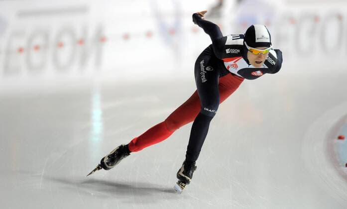 Martina Sablikova (Tschechien) Eisschnellauf Damen Weltcup 2008 2009, Worldcup, Welt Cup, World, WC, 3000m Einzelbild Erfurt Dynamik,