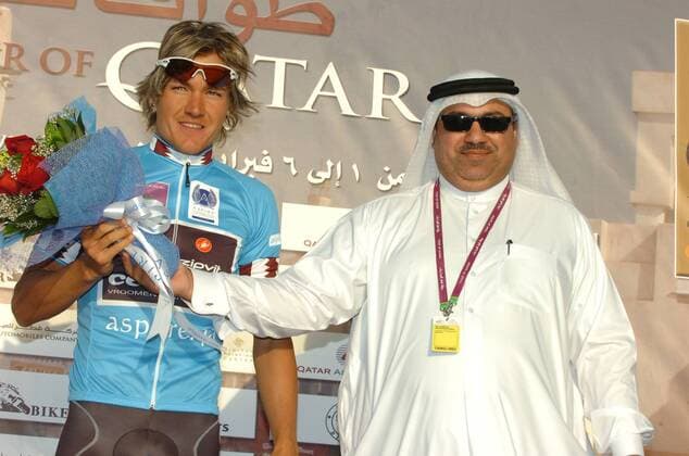 Heinrich Haussler (Deutschland Cervelo Test Team, li.) - Bester Jungprofi der 2. Etappe der Tour of Qatar 2009 -  Radsport Herren Tour of Qatar 2009, Straßenradsport, Straße, Rad Gruppe 2. Etappe: Khalifa Stadium - Al Khor Corniche Freude,