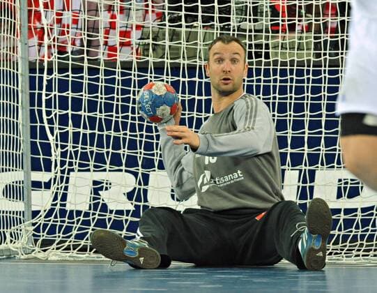 Torwart Thierry Omeyer (Frankreich) Handball Länderspiel Herren WM 2009, Finale, Nationalteam, Nationaltrikot Einzelbild Zagreb