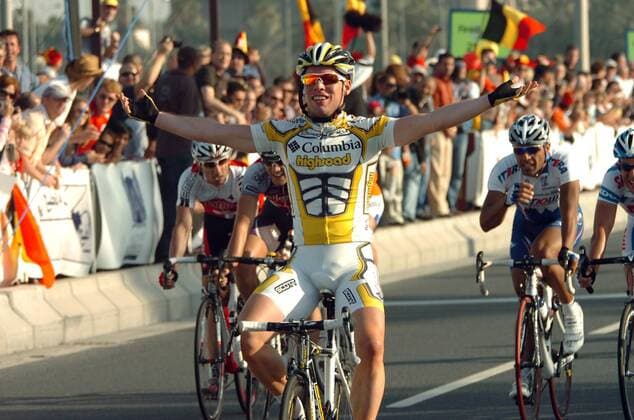 Mark Cavendish (Großbritannien Columbia High Road) gewinnt die sechste Etappe der Tour of Qatar 2009 -  Radsport Herren Tour of Qatar 2009, Straßenradsport, Straße, Rad, Gruppe 6. Etappe: Sealine Beach Resort - Doha Corniche Freude,