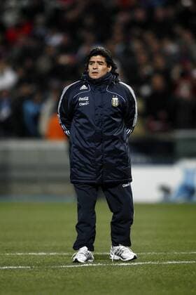 Nationaltrainer Diego Armando Maradona (Argentinien) -  Fußball Länderspiel Herren Freundschaftsspiel 2009, Test Testspiel, Nationalmannschaft Einzelbild Marseille