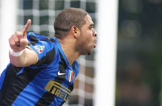 Adriano (Inter Mailand) - Torjubel -  Fußball Herren Serie A 2008 2009, 1. Italienische Liga, FC Internazionale, Einzelbild Mailand Freude,