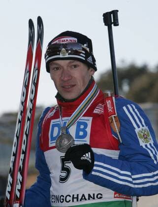 Maxim Tchoudov (Rußland) - WM Zweiter über 12,5km Verfolgung Biathlon Herren WM 2009 Einzelbild Pyeongchang
