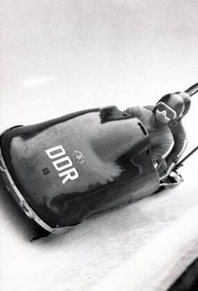 Pilot Meinhard Nehmer und Bernhard Germeshausen (beide DDR) Bobsport Herren Bob 1977, Zweierbob, Zweier, 2er, 2 er Gruppe Aufnahmedatum geschätzt Oberhof