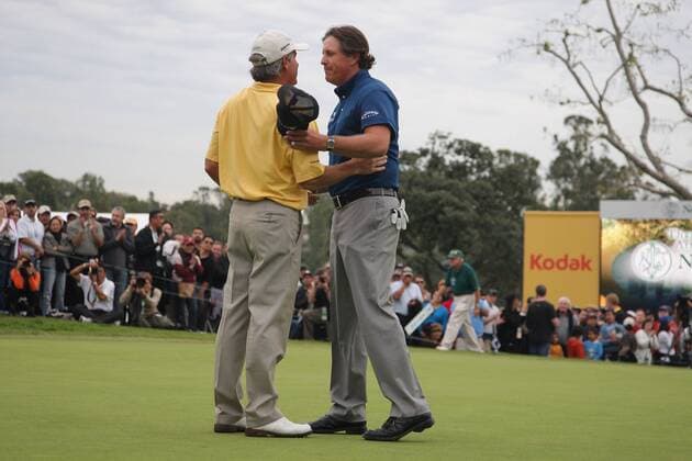 Phil Mickelson (USA, re.) -  (2009022309522926) Golf Herren Northern Trust Open 2009, PGA Tour Gruppe Pacific Palisades