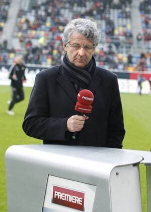 Premiere Kommentator Marcel Reif (Deutschland) Fußball 1. BL Herren Saison 2008 2009, Einzelbild Journalist Düsseldorf