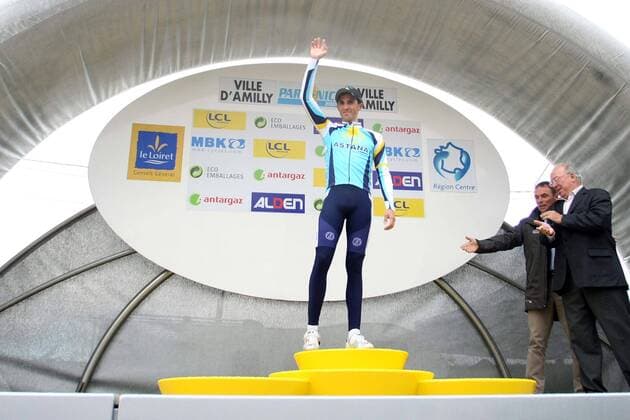 Alberto Contador (Spanien Astana) gewinnt den Prolog bei Paris Nizza 2009 -  Radsport Herren Paris Nizza 2009, Straßenradsport, Straße, Rad, Prolog, Zeitfahren, Einzelzeitfahren Gruppe Amilly Freude,