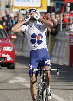 Jeremy Roy (Frankreich Francaise des Jeux) gewinnt die 5. Etappe bei Paris Nizza 2009 Radsport Herren Paris Nizza 2009, Straßenradsport, Straße, Rad, Vdig Einzelbild 5. Etappe: Annonay - Vallon Pont d Arc darc Freude,