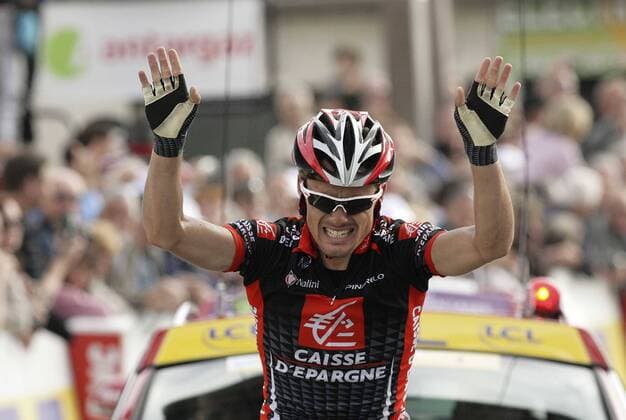 Luis Leon Sanchez (Spanien Caisse d Epargne) gewinnt die 7. Etappe der Paris Nizza 2009 Radsport Herren Paris Nizza 2009, Straßenradsport, Straße, Rad Einzelbild 7. Etappe: Manosque - Fayence Freude,