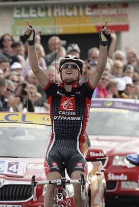 Luis Leon Sanchez (Spanien Caisse d Epargne) gewinnt die 7. Etappe der Paris Nizza 2009 Radsport Herren Paris Nizza 2009, Straßenradsport, Straße, Rad Einzelbild 7. Etappe: Manosque - Fayence Freude,