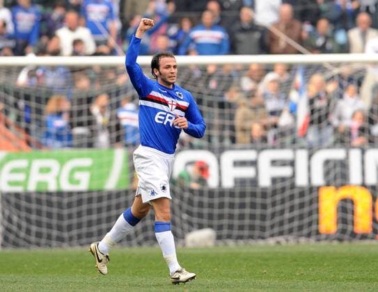 Giampaolo Pazzini (Sampdoria Genua) - Torjubel -  Fußball Herren Serie A 2008 2009, 1. Liga, Sampdoria Genua Einzelbild Genua Freude,